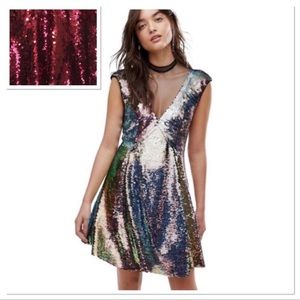 Free People Red Sequin Dance Til Dawn Dress